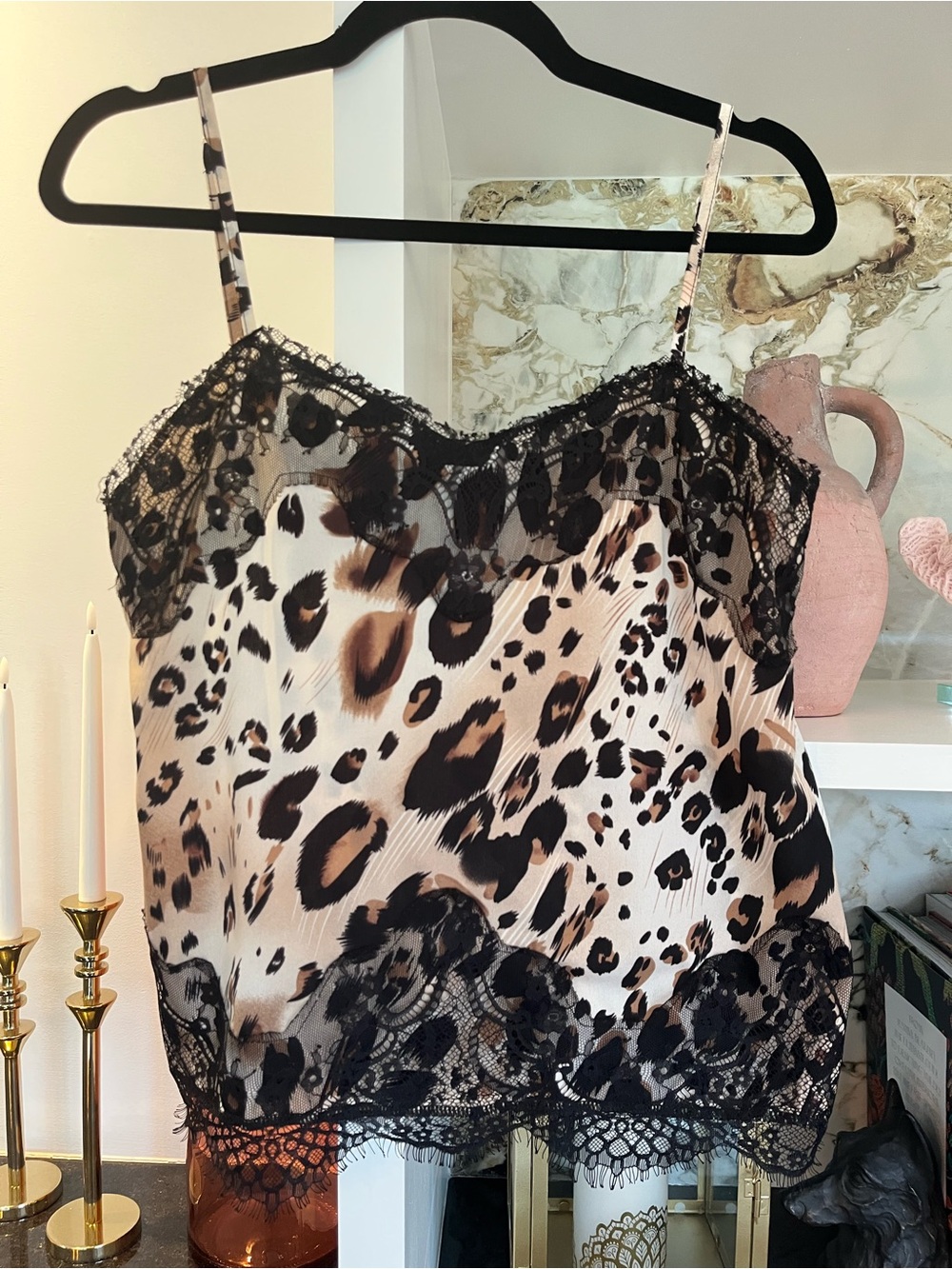 Leopard Lace Trim Cami